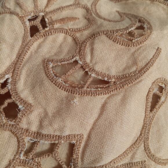 Anthropologie Canary Orange Ruffle-Collar Lace Cutout Blouse M - Picture 7 of 9